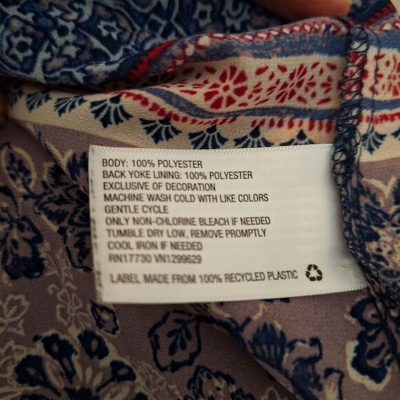 Lucky Brand Balloon Sleeve Blouse Boho Peasant Ruffle Cottagecore Small P - Picture 11 of 14